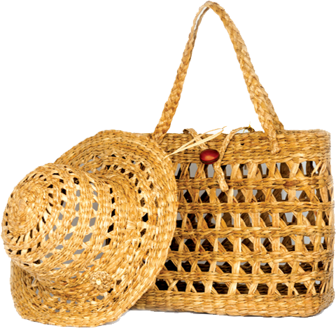 Bolsa e chapeu trama aberta